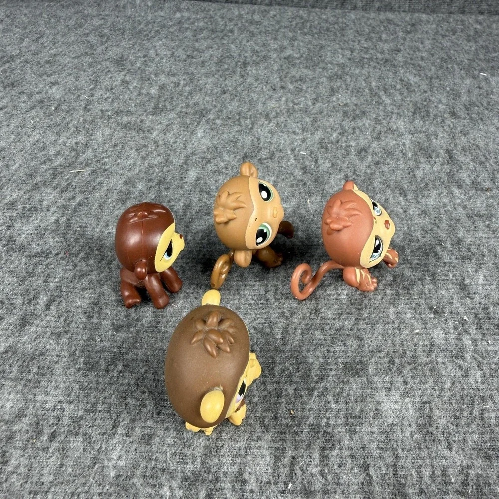 Hasbro Brown Mini Monkey Littlest Pet Shop LPS Figures Lot Of 4 (359 57 56 485)